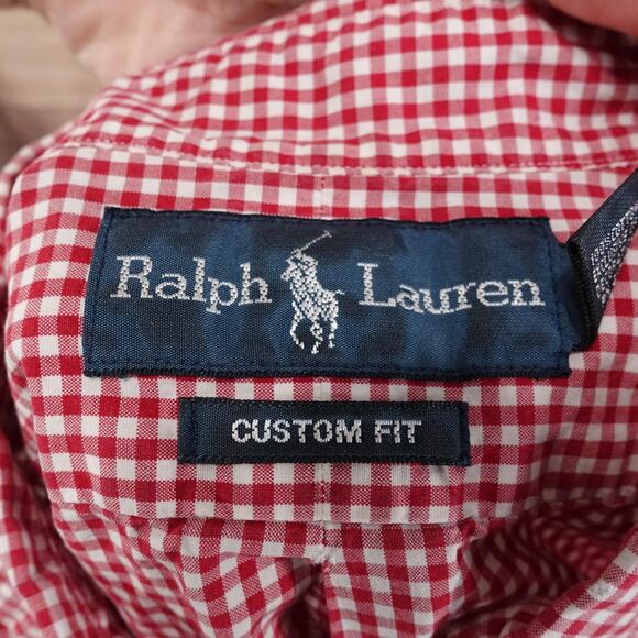 Polo Ralph Lauren Shirt Mens M Red Gingham Button Down Long Sleeve Custom Fit - Picture 7 of 9